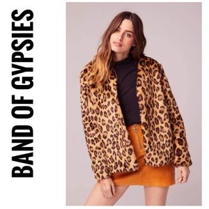 Band of Gypsies Walk On The Wild Side Faux Fur Jacket Leopard / Cheetah Print